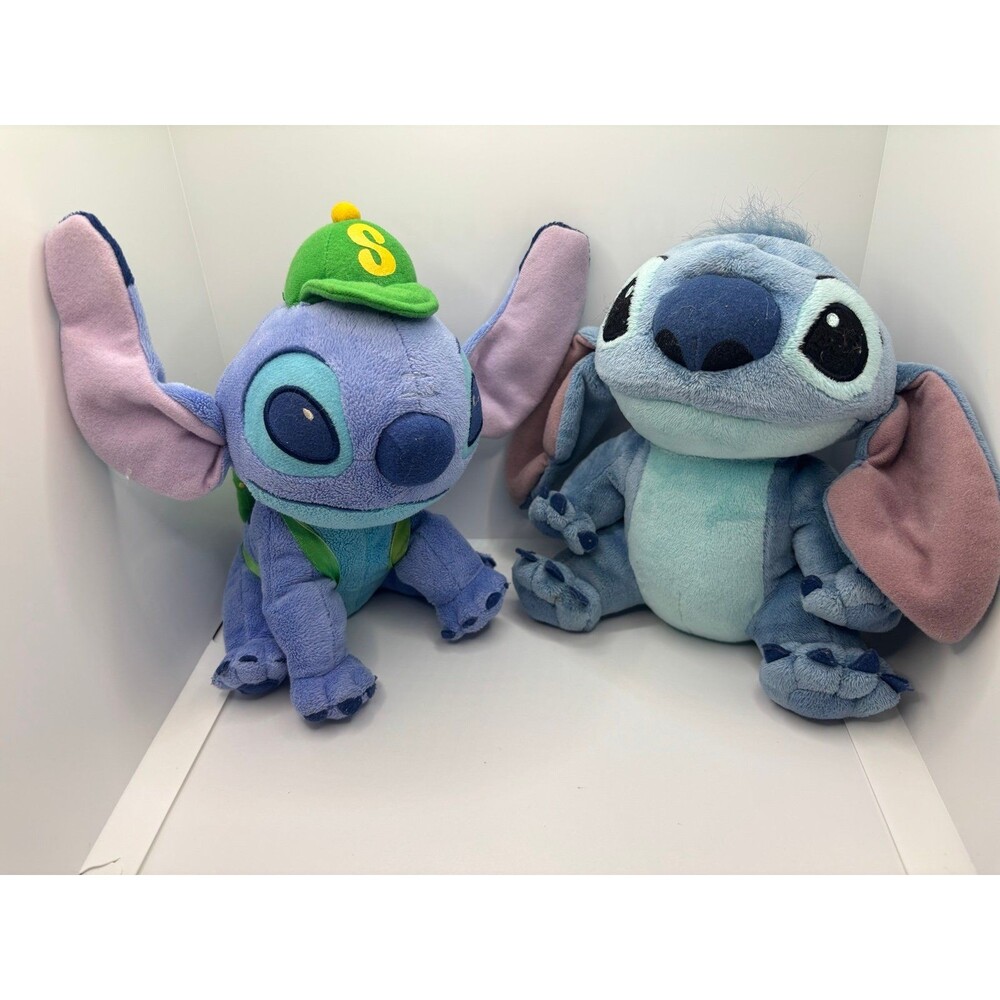 Disney Stitch Plush Bundle 8 inch Set Camper Backpack Hat Stitch Blue